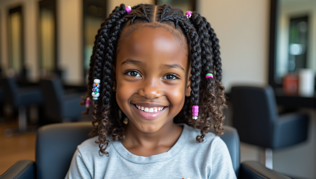 Stylish knotless braids with beads or curls at Knotless Beauty Bar Killeen TX